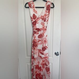 Christian Soriano New York. Women's Red and White Floral Print Dress Size 10